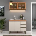 Ver imagem 1 de Cozinha Compacta Cecília 4 Portas 3 Gavetas com Vidro Freijó/off White - Jcarvalho
