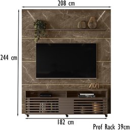 Composiçao Painel Rack Piso Teto TV 75 244x208cm 7171 Imperial Sepia MDT - 4 Composiçao Painel Rack Piso Teto TV 75 244x208cm 7171 Imperial Sepia MDT - 4