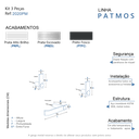 Ver imagem 6 de Kit Acessório de Banheiro Preto Fosco 3 Peças Grego Metal 2020pm