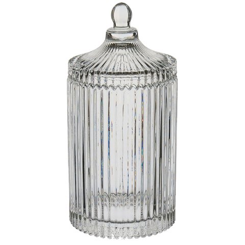Potiche Decorativo Bomboniere Redondo Home&co com Tampa Vidro 23x10x10cm Transparente