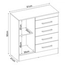 Ver imagem 4 de Cômoda Berlim 1 Porta 4 Gavetas Flex Branco/rosa - Pnr Móveis