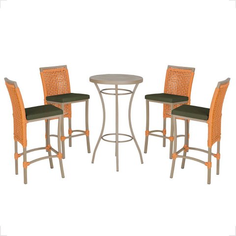 Mesa Bistro e 4 Banquetas Roma Fendi Corda Náutica 12 Trama Original