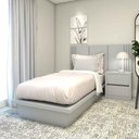Ver imagem 1 de Cama Solteiro Cabeceira e Mesa C/ 2 Gavetas sob Medida Mdf Cor:prata