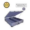 Ver imagem 1 de Base Box Baú Casal Luxo Blindado Bipartido AColchoes Suede Cinza 49x138x188