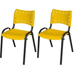 Cadeira Iso Base Preto Igreja, Escola, Escritório - Amarelo Kit 2 Peças - 2