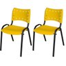 Cadeira Iso Base Preto Igreja, Escola, Escritório - Amarelo Kit 2 Peças - 2