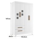 Ver imagem 4 de Guarda Roupa Infantil 4 Portas 2 Gavetas Fly Branco Amadeirado Flex - Tigus Baby