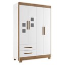 Ver imagem 2 de Guarda Roupa Infantil 4 Portas 2 Gavetas Fly Branco Amadeirado Flex - Tigus Baby