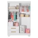 Ver imagem 3 de Guarda Roupa Infantil 4 Portas 2 Gavetas Fly Branco Amadeirado Flex - Tigus Baby