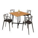 Ver imagem 1 de Sala de Jantar Mesa 90x90 4 Cadeiras Allegra Estilo Moderno