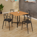 Ver imagem 2 de Sala de Jantar Mesa 90x90 4 Cadeiras Allegra Estilo Moderno