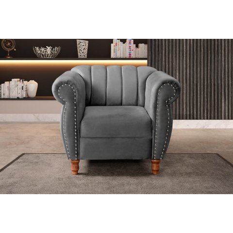 Poltrona Realeza - Veludo Cinza 220