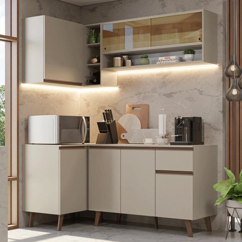 Armário de Cozinha Completa de Canto 265cm Nice Madesa