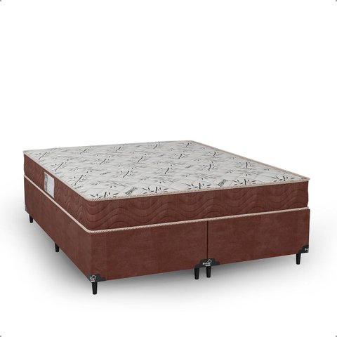 Cama Box Queen Bipartido + Colchão D33 One Face - Suede Marrom