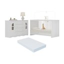 Ver imagem 1 de Berço 3 em 1 com Colchão Incluso e Cômoda 2 Portas 4 Gavetas Liz Multimóveis Mp4773 Branco