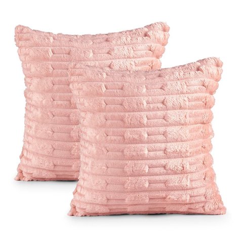 Kit 2 Capas de Almofada Casa Scarpa Polar Manta Ultrasoft com Ziper Decorativa Sofá Sala Quarto Rosa
