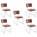 Ver imagem 1 de Kit 5 Cadeiras de Jantar Decorativa Base Aço Preto Luigi PU Caramelo - Gran Belo