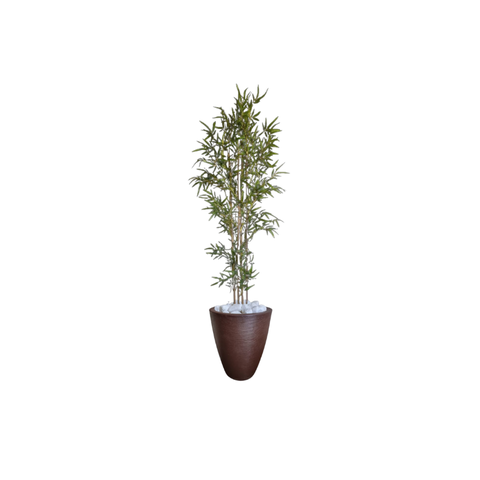 Planta Árvore Artificial Bambu 2,10m Com Vaso Marrom 44