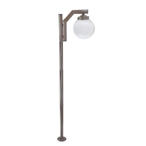 Poste de Jardim P23/1 com Globo de Vidro Transparente 15x30 2,16m em Aço Fosfatizado Marrom