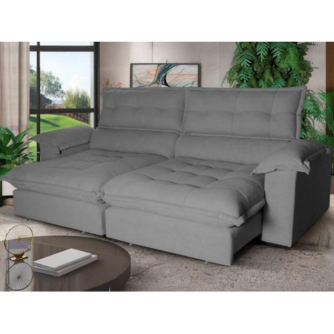 Sofá Retrátil Reclinável Aconchego 2,70m Bouclê