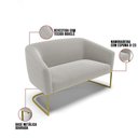 Ver imagem 2 de Sofá 2 Lugares Namoradeira Industrial Dourado Stella Bouclê D03 - D'Rossi Cinza