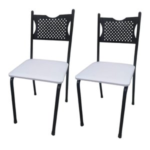 Kit 2 Cadeira para Cozinha Mc Jantar Tubular Almofadada Medcombo Preto Estrutura Preta com Assento B