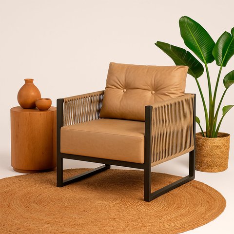 Poltrona Corda Náutica - Living, Varanda, Estar - Poltrona Araxá