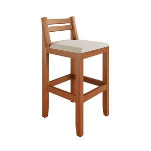 Banqueta em Madeira Maciça Ibiza Ilha 78 Cm - Malbec Assento Off White