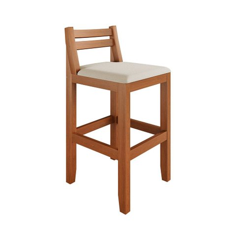 Banqueta em Madeira Maciça Ibiza Ilha 78 Cm - Malbec Assento Off White