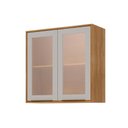 Ver imagem 1 de Armário Aéreo P/ Cozinha Brilhante C/ 2 Portas 80cm Cinamomo/off White - Mgm