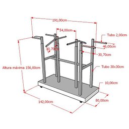 Expositor Arara De Centro Modelo Robust 8 Braços Base Em MDF Comac Preto - 3