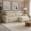 Ver imagem 4 de Sofá 3 Lugares Retrátil Reclinável para Sala de Estar 250cm Nicastro F04 Linho Creme - Lyam Decor