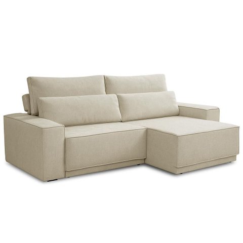 Sofá 3 Lugares Retrátil Reclinável para Sala de Estar 250cm Nicastro F04 Linho Creme - Lyam Decor