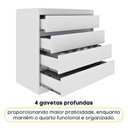 Ver imagem 4 de Cômoda 4 Gavetas Orgânica Luna 100% MDF 91cm Yescasa Branco/Neve
