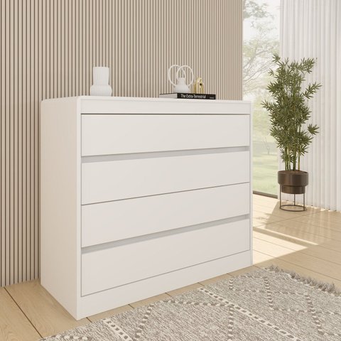 Cômoda 4 Gavetas Orgânica Luna 100% MDF 91cm Yescasa Branco/Neve