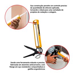 Pistola Aplicador de Silicone Reforçada Profissional Elite - 4