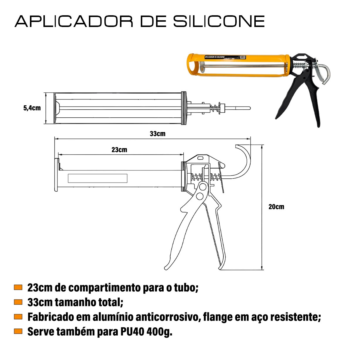 Pistola Aplicador de Silicone Reforçada Profissional Elite - 2