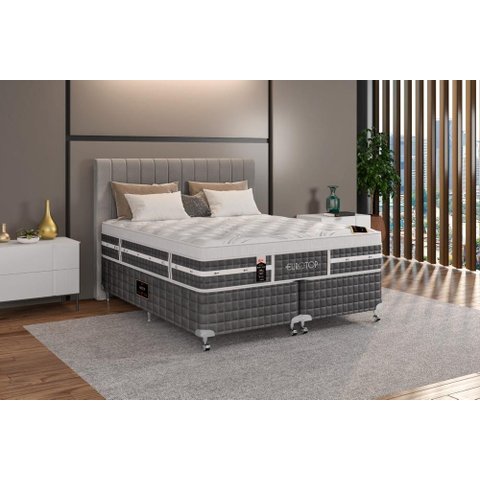 Cama Box + Colchão Castor Queen Eurotop Summer & Winter One Face Pocket 158x198x61cm