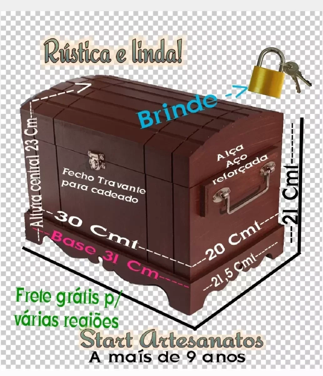 Caixa Madeira Baú Decoração De Sala Kraft Arte Rustic Decor - 3