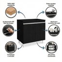 Ver imagem 3 de Balcão Gabinete Cozinha Lux 79cm 100% Mdf 02 Portas sem Tampo Preto - Desk Design