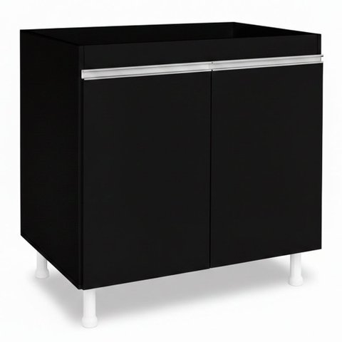 Balcão Gabinete Cozinha Lux 79cm 100% Mdf 02 Portas sem Tampo Preto - Desk Design