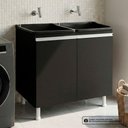 Ver imagem 6 de Balcão Gabinete Cozinha Lux 79cm 100% Mdf 02 Portas sem Tampo Preto - Desk Design