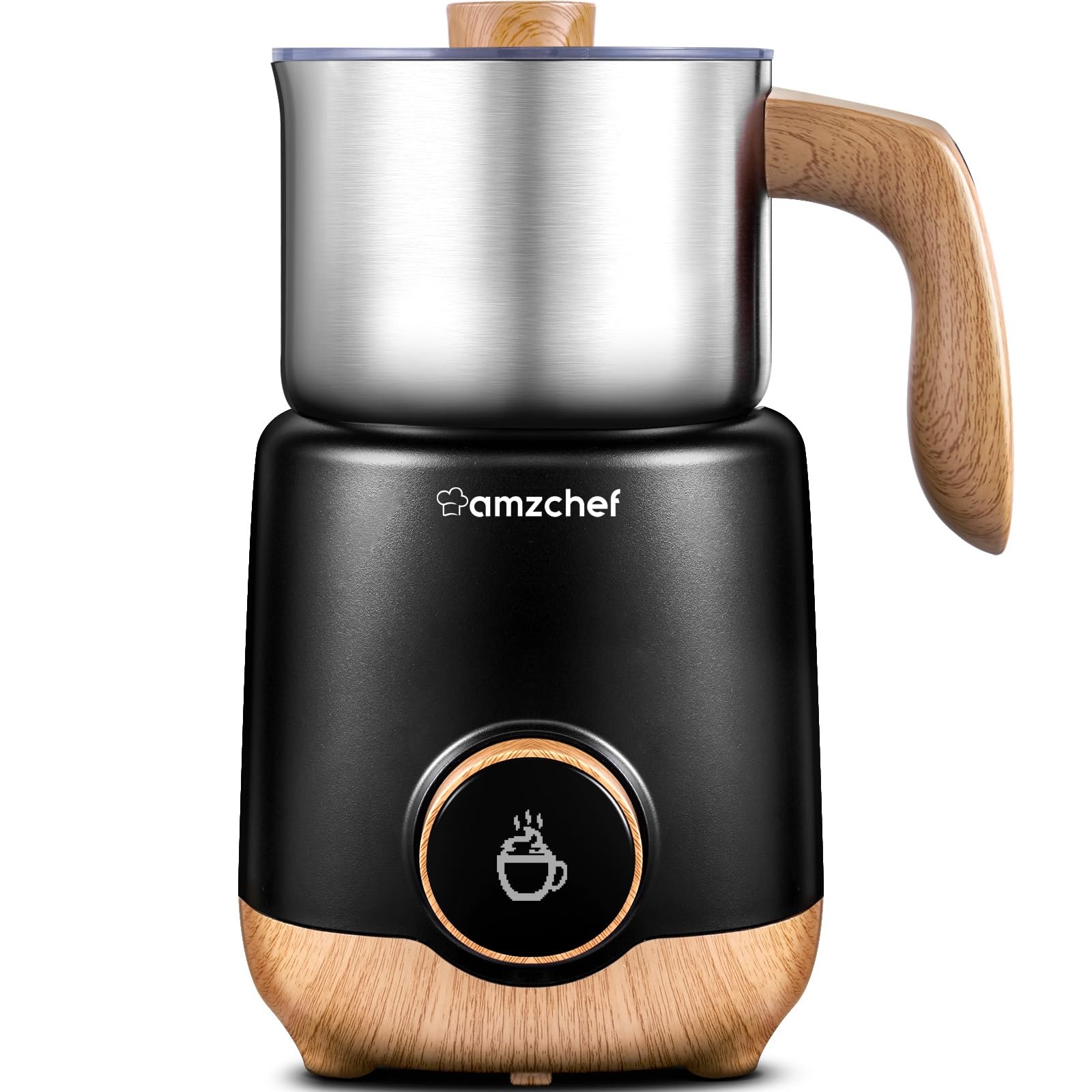 Amzchef Espumador de Leite Automático 8 em 1 com 550w, 21oz (preto)