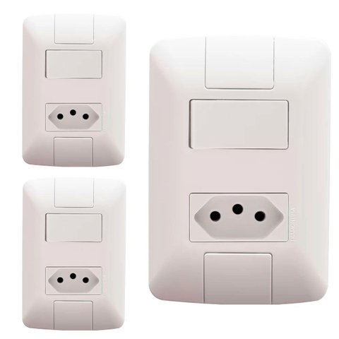 Kit 3 Cj 4x2 Interruptor Simples 6 250v Tomada 2pt 20 250v