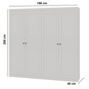 Ver imagem 5 de Guarda Roupa Casal Europa 4 Portas de Bater 2 Gavetas MDP Provençal Branco Genialflex Móveis