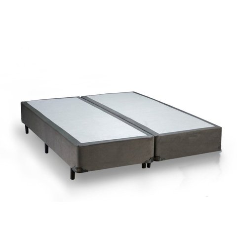 Cama Box Queen Colchão Mola Ensacada Belos Sonhos + Box Suede 66x158x198:Cinza
