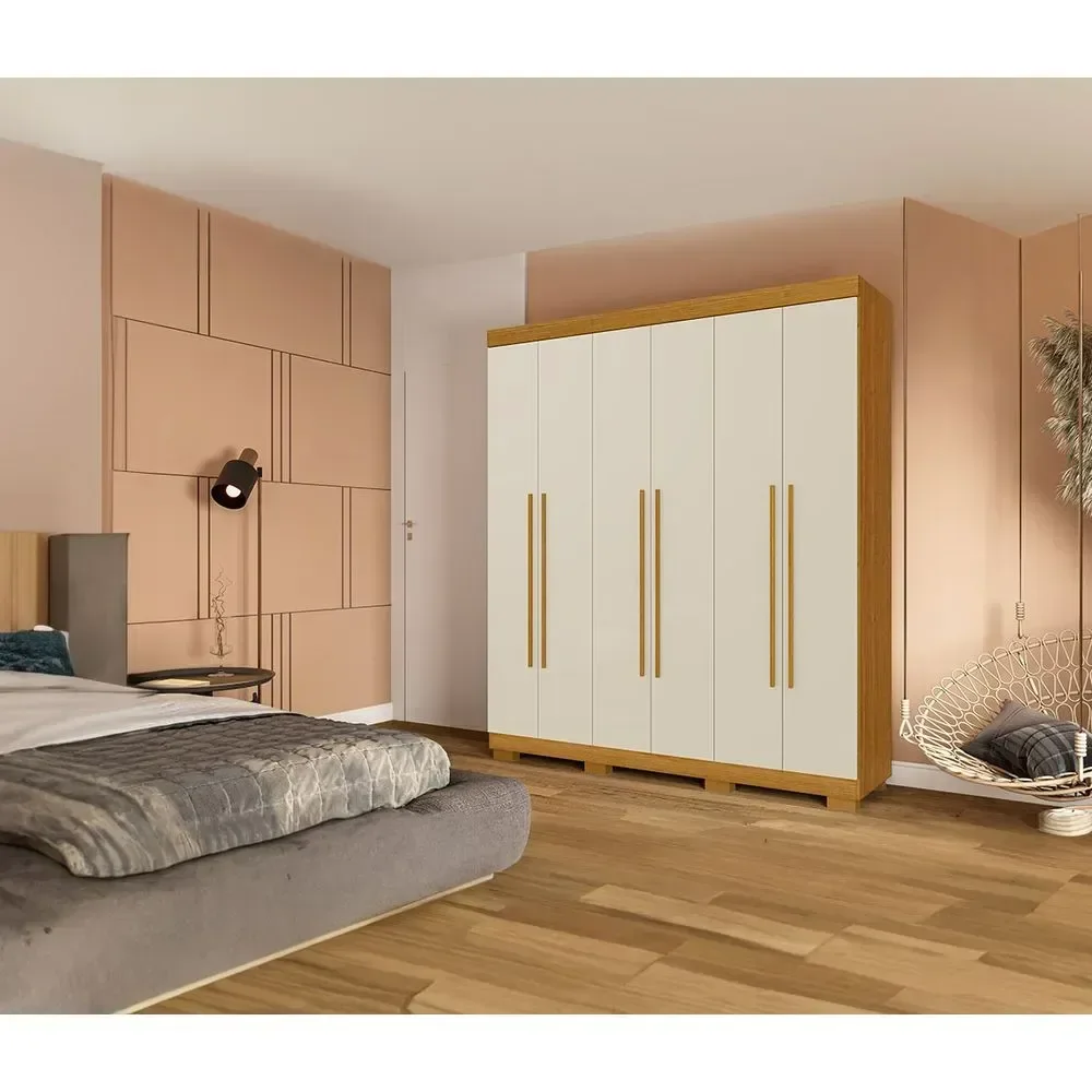 Guarda Roupa Casal Acp Paolla 06 Portas 02 Gavetas - Cinamomo/off White - 3