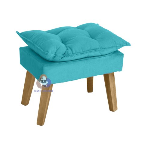 Puff Banqueta Decorativa Opala Azul Turquesa SMF DECOR