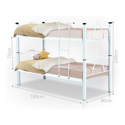 Beliche Bi Cama Tubolar em Aço, 2 Cama Solteiro Colchão 78:preto - 2