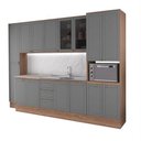 Ver imagem 4 de Cozinha Completa Milla Harmony Move 15 Portas 3 Gavetas MDF-MDP 310cm Nogal com Cinza Titânio Mó